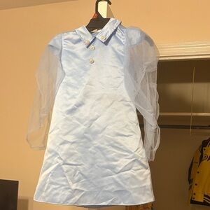 Light Blue Dress with Sheer Sleeves